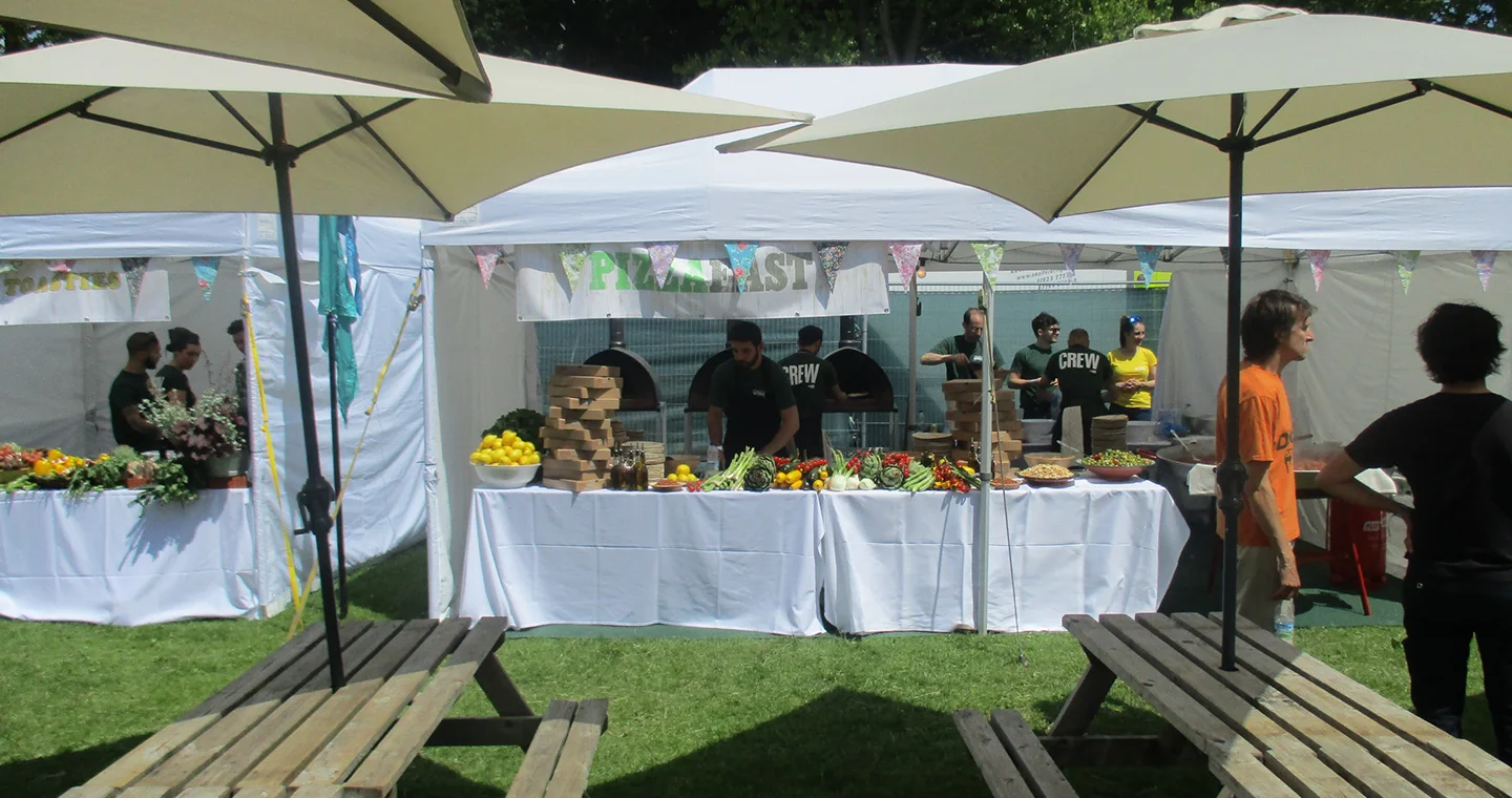 Large temporary catering marquee at a festival