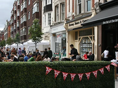 Festival structures at Marylebone Summer Fayre