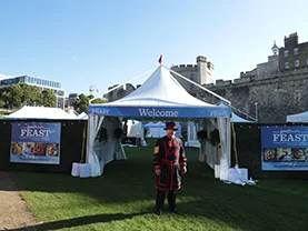 Pagoda marquees arranged at a festival