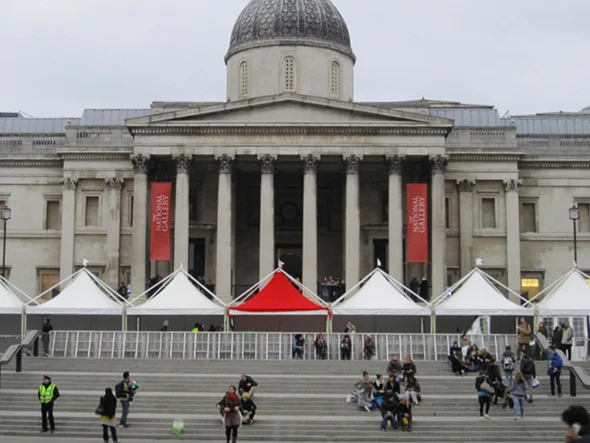 Pagoda marquees arranged at a festival