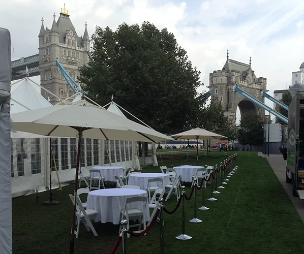 Pagoda marquees installed at a festival