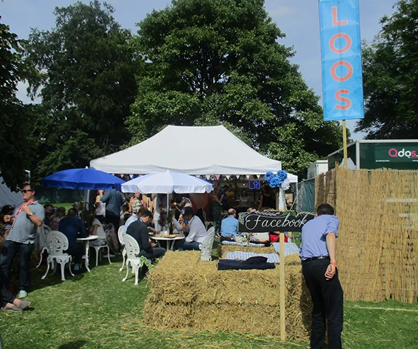Pop-up marquees installed across a festival site