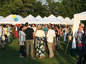 Pop-up marquees at an outdoor festival
